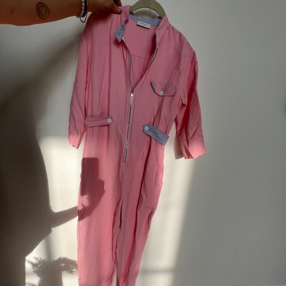 Sandro pink jumpsuit size 40 -M - Picture 6 of 7